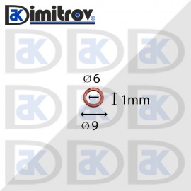 Дифтунга Ø  6 х Ø  9 х 1 mm медна
